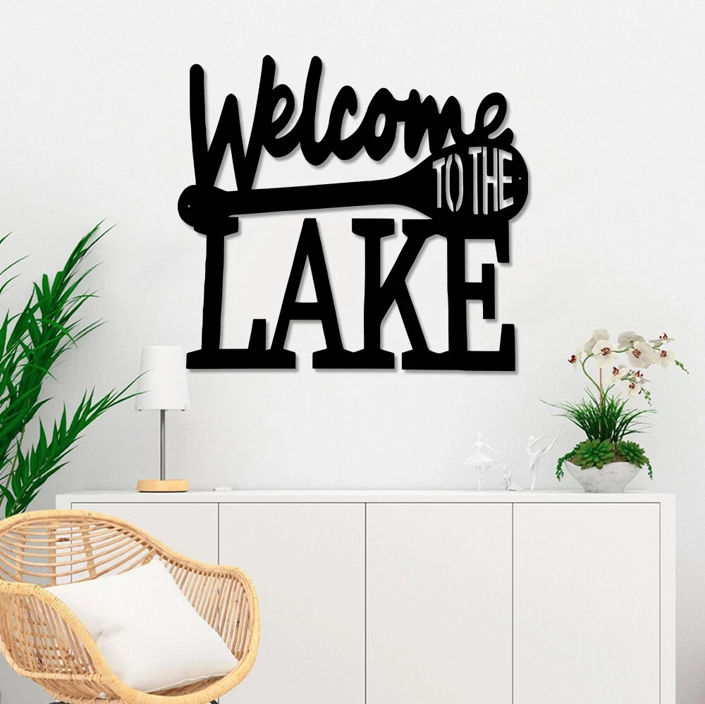 Welcome to the Lake Sign, Lake House Metal Wall Decor, Indoor Outdoor Decoration
