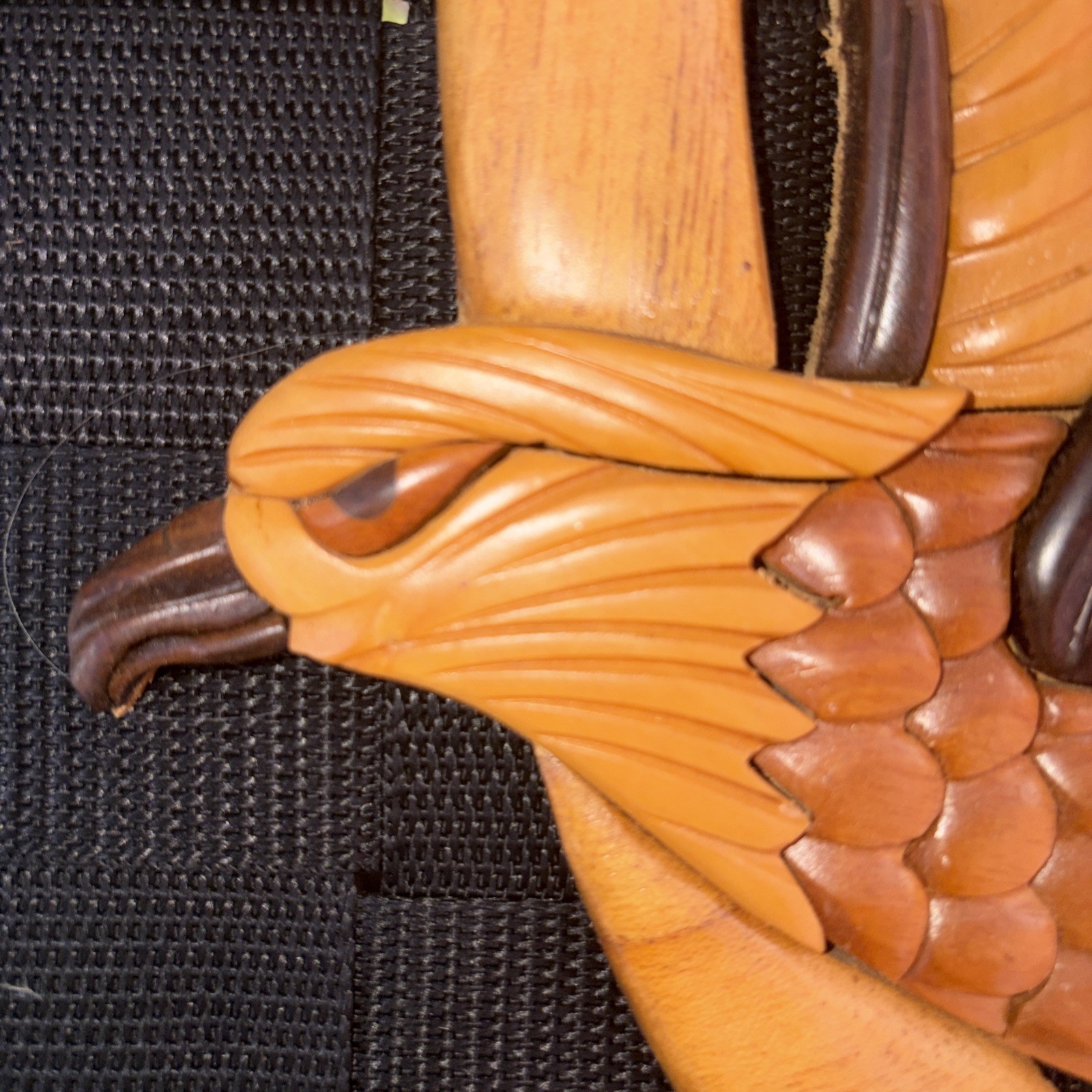 Flying Eagle Intarsia wood wall hanging hand crafted home decor 16”x 10″ x 0.5″