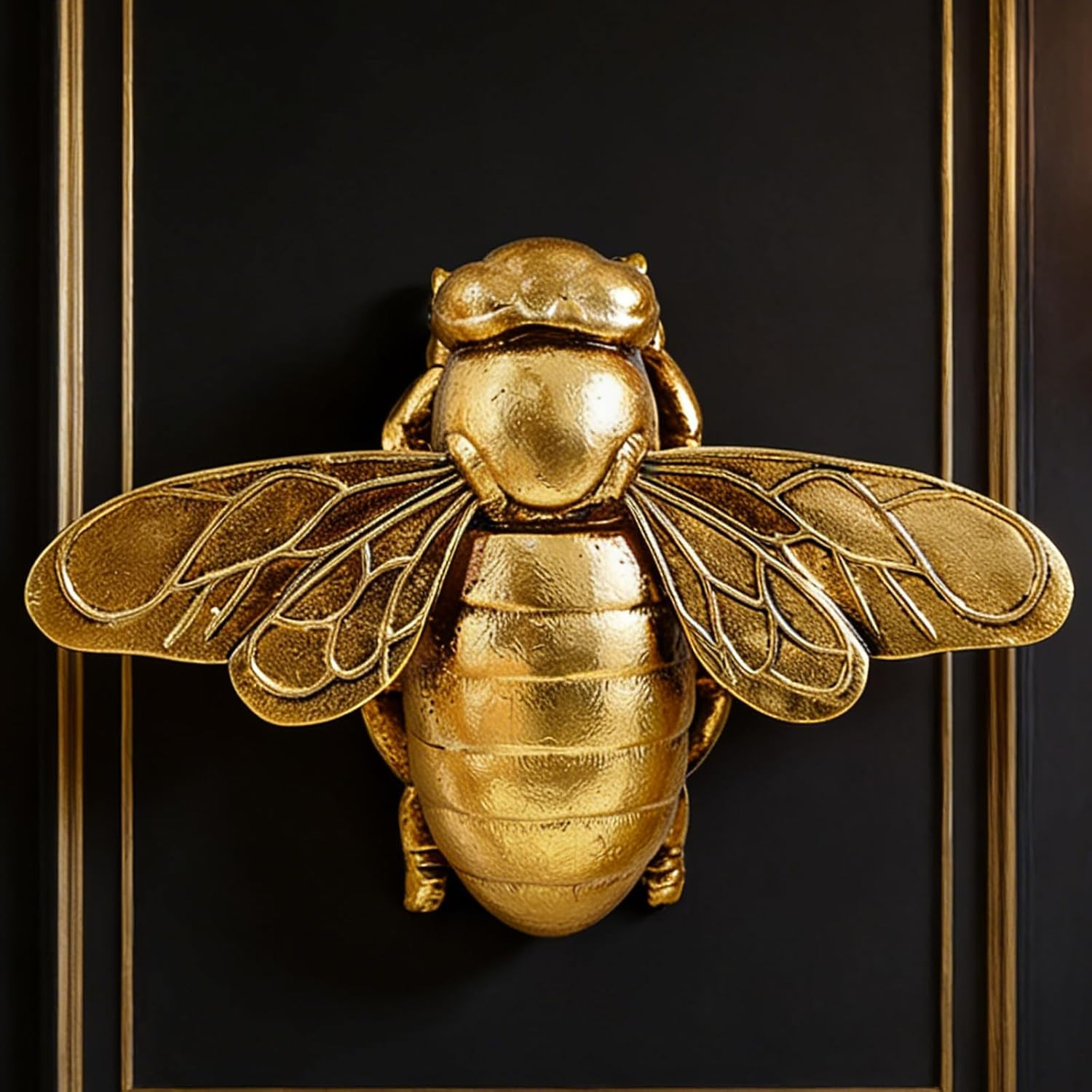 Gold Bee Wall Decor Resin Bug Wall Art (Metallic Gold) | 3D Hanging Honey Bee Wa