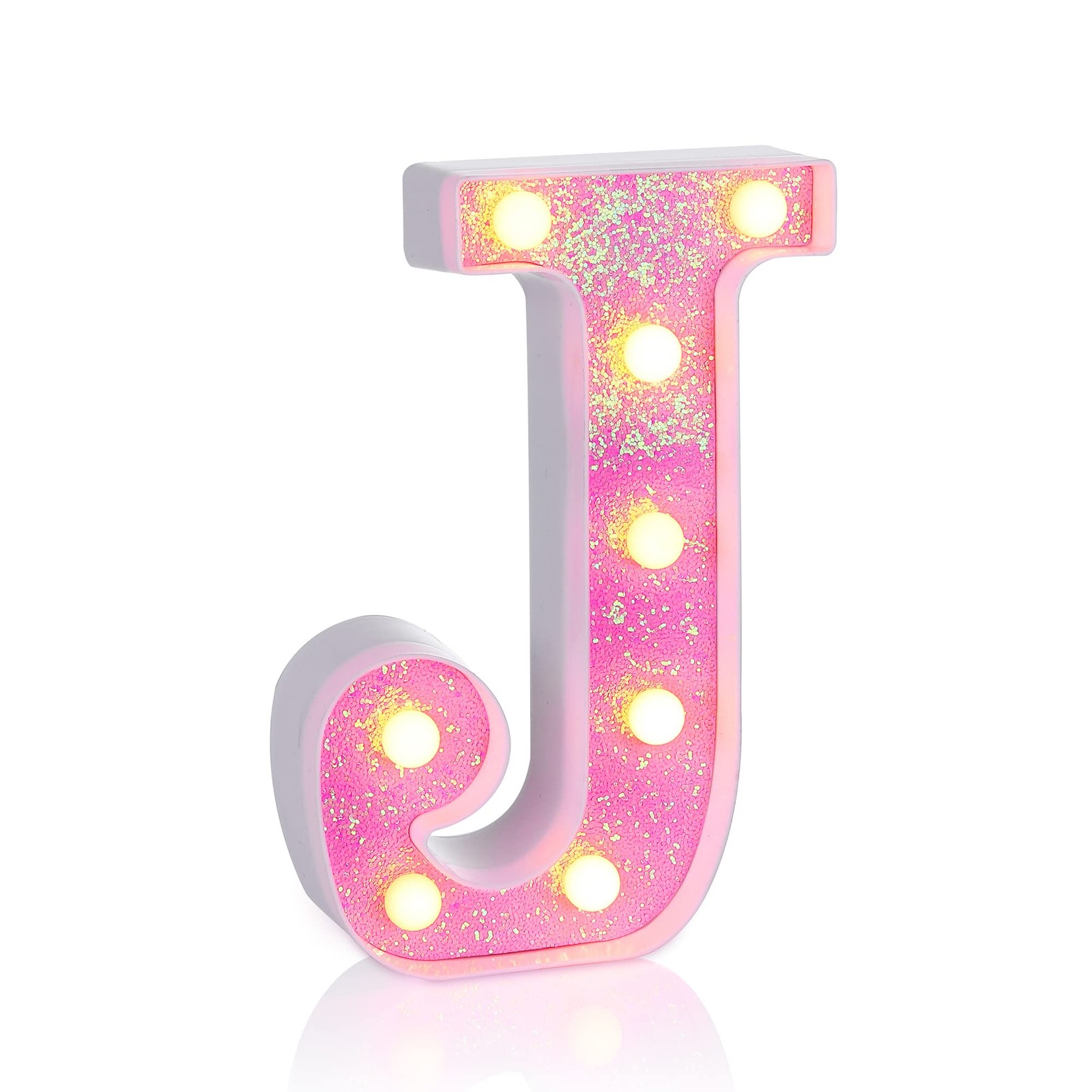 Foaky LED Letter Lights Sign Light Up Pink Letters Glitter Alphabet Letter Sign