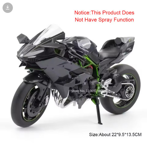 1:9 Kawasaki Ninja H2R Diecast Motorcycle Model Light Sound Alloy Toy Gift