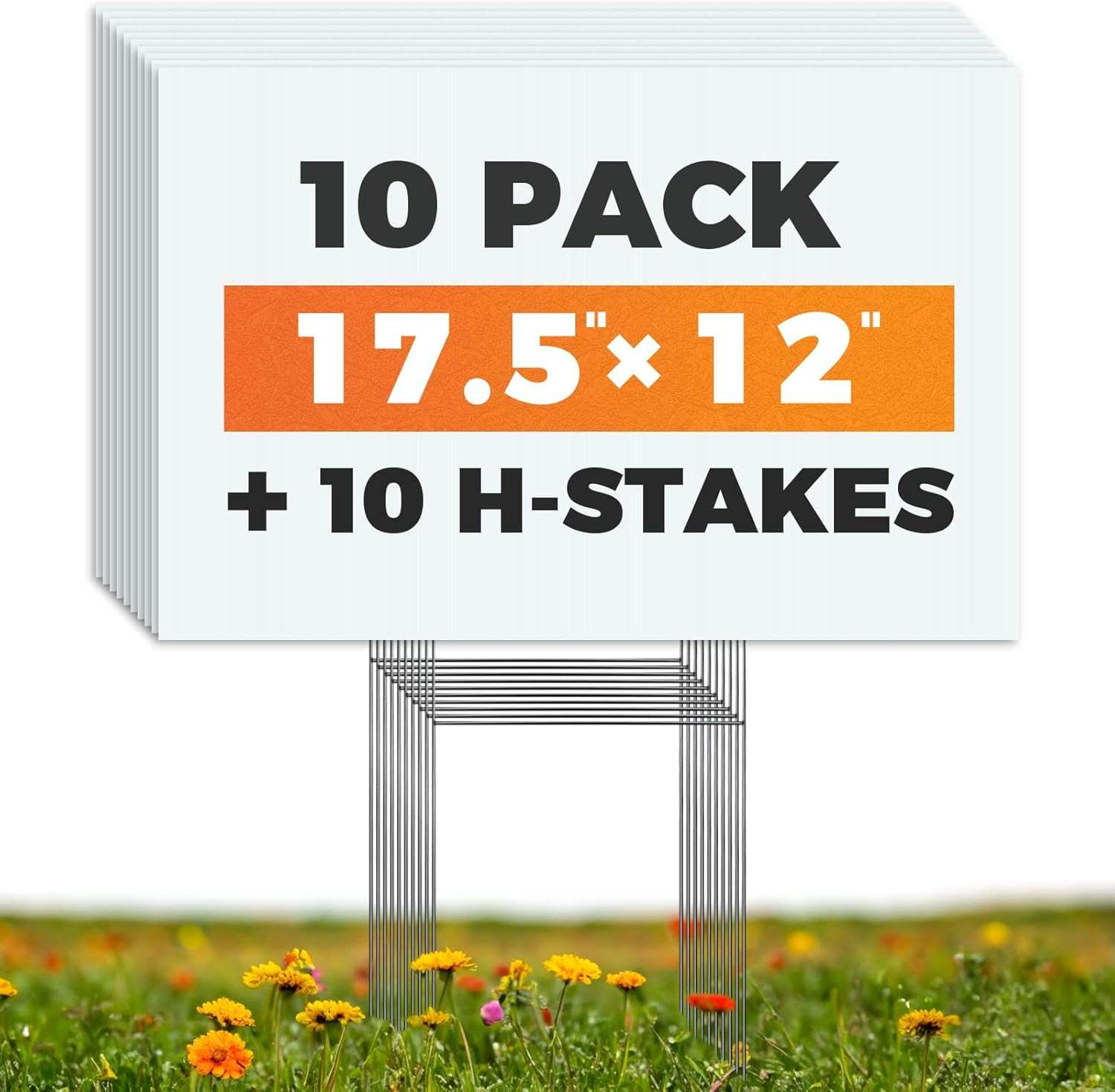 10 Blank Yard Signs with Stakes 17.5 X 12 Inch,4Mm Thick Corrugated Plastic Lawn