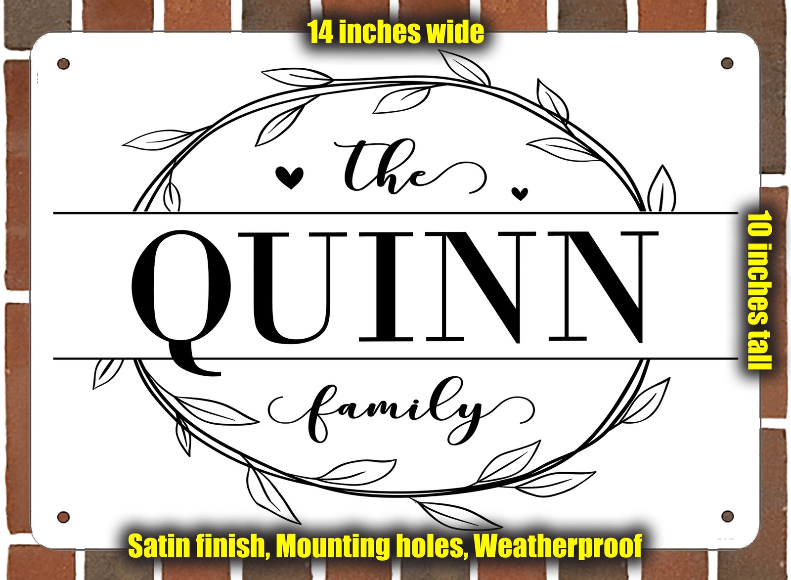 Quinn Family Decorative Metal Door or Wall Plaque (Style 1)