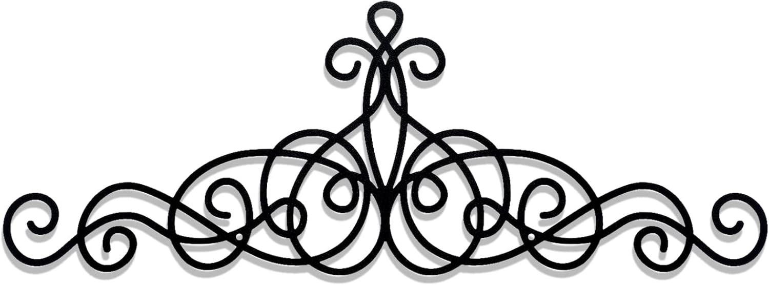 Zhengmy 15.7×5.5 Inch Rustic Metal Scroll Wall Art Black