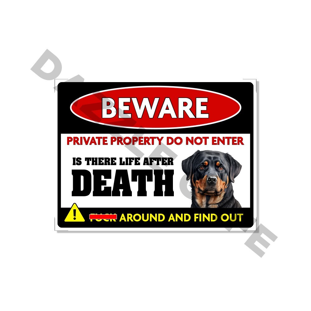 Beware Private Property Rottweiler Dog Lovers 4.5×6 Decals 2 Pack
