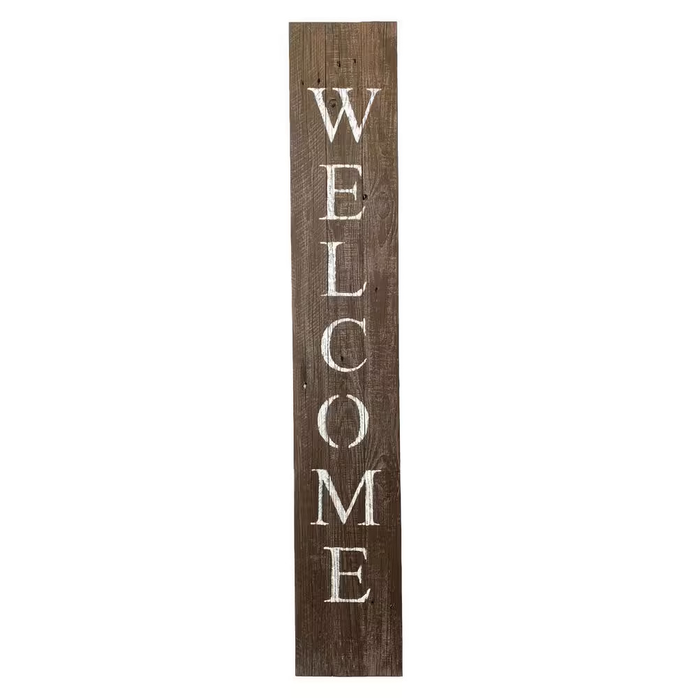 60 In. Espresso Vertical Front Porch Rustic Farmhouse Welcome Sign