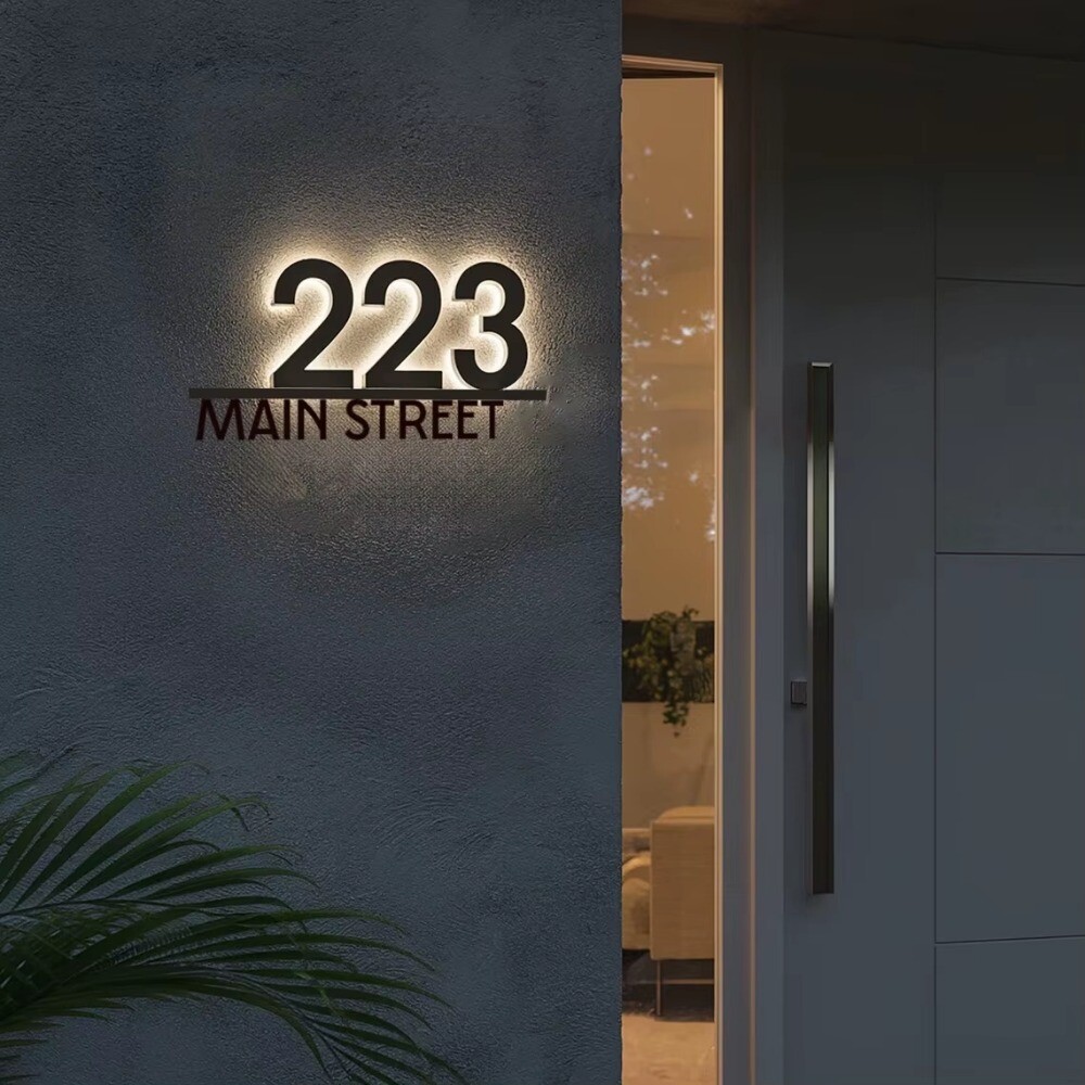 Custom Backlit House Numbers Illuminated Address Sign LED address Plaque