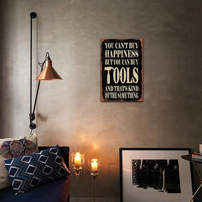 Funny Metal Garage Signs for Men – You Can Buy Tools Sign, Vintage Tin Signs for