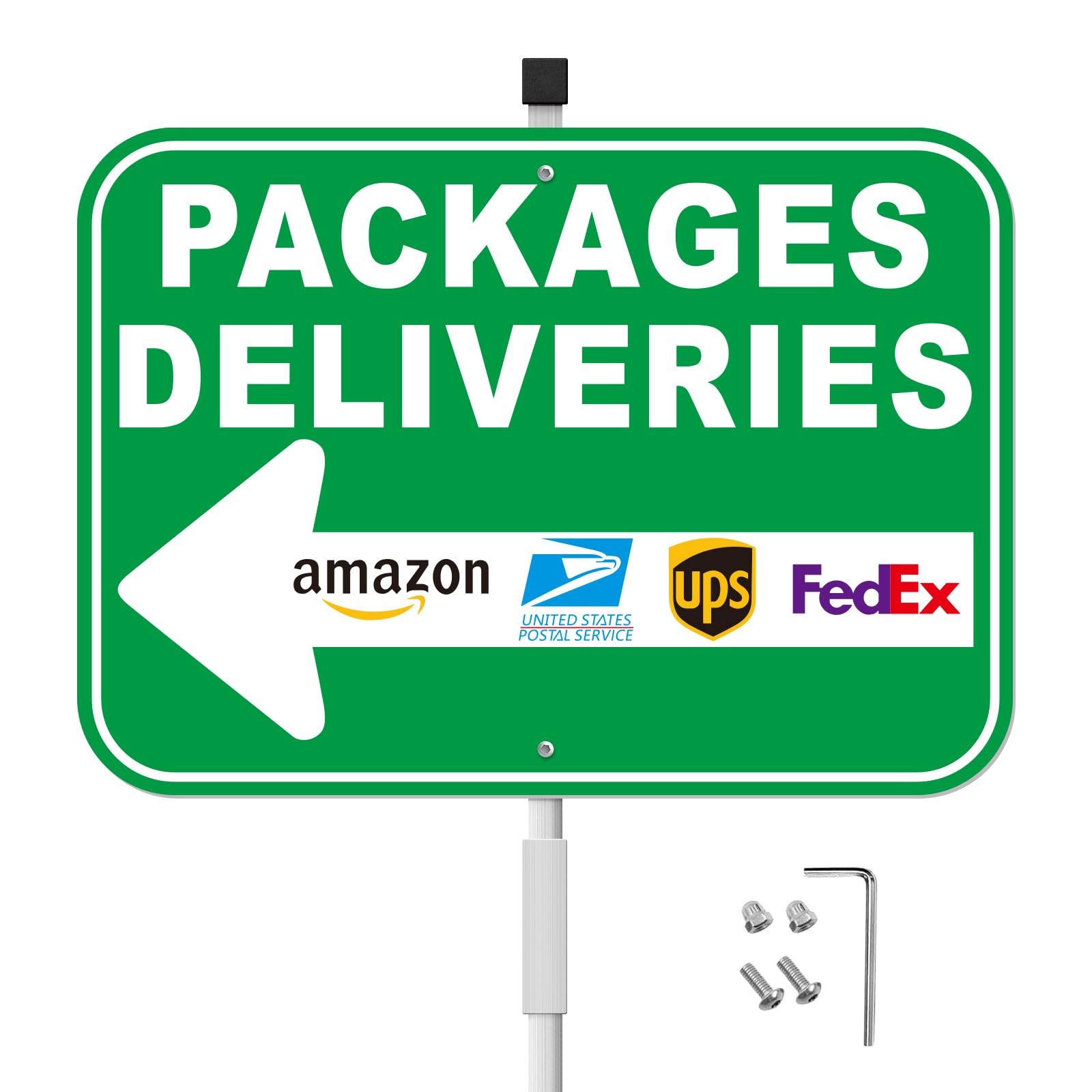 Package Delivery Sign, 12″x8″ Reflective 12″L x 8″W, Green-Left -1-Pack