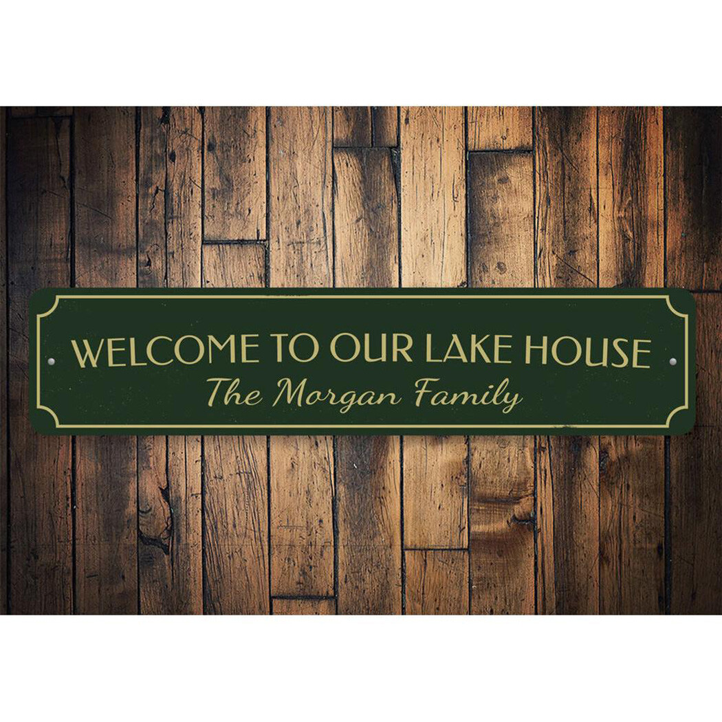 Welcome Family Name Lake House Sign, Personalized Family Lake Metal Wall Decor