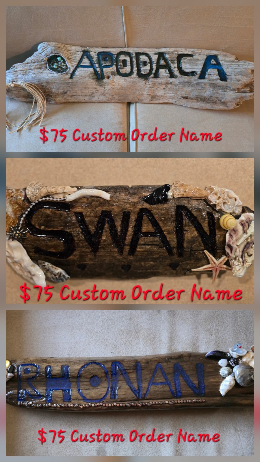 Custom Order Driftwood Name Sign