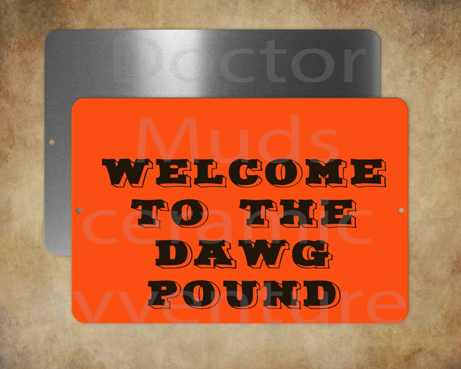 Cleveland Football “Welcome to the Dawg Pound ” Fans 8 x 12″ metal sign