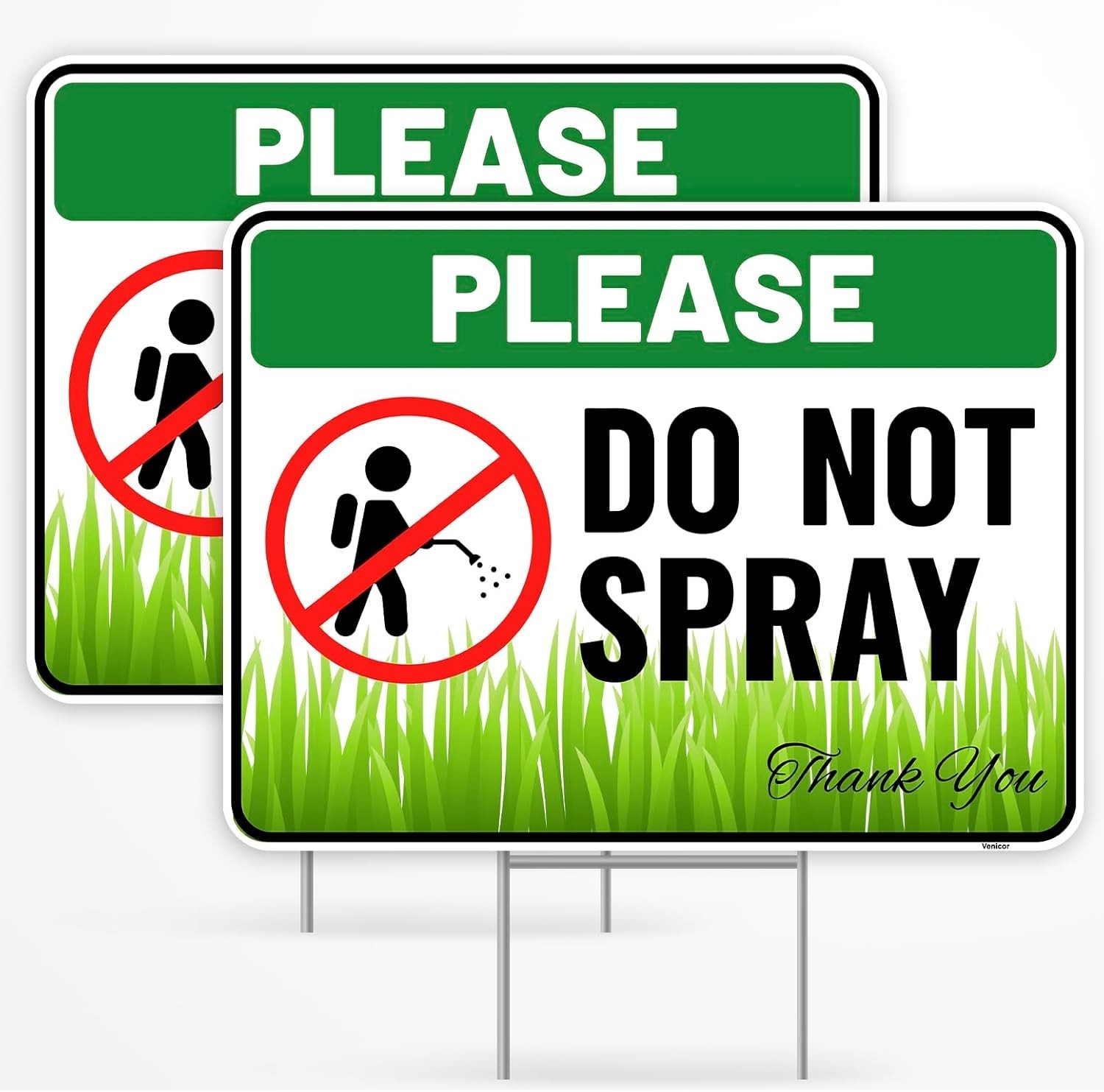 2PC Do Not Spray Sign with Metal Stakes, 12″X9″ – Corrugated Plastic – Outdoor N