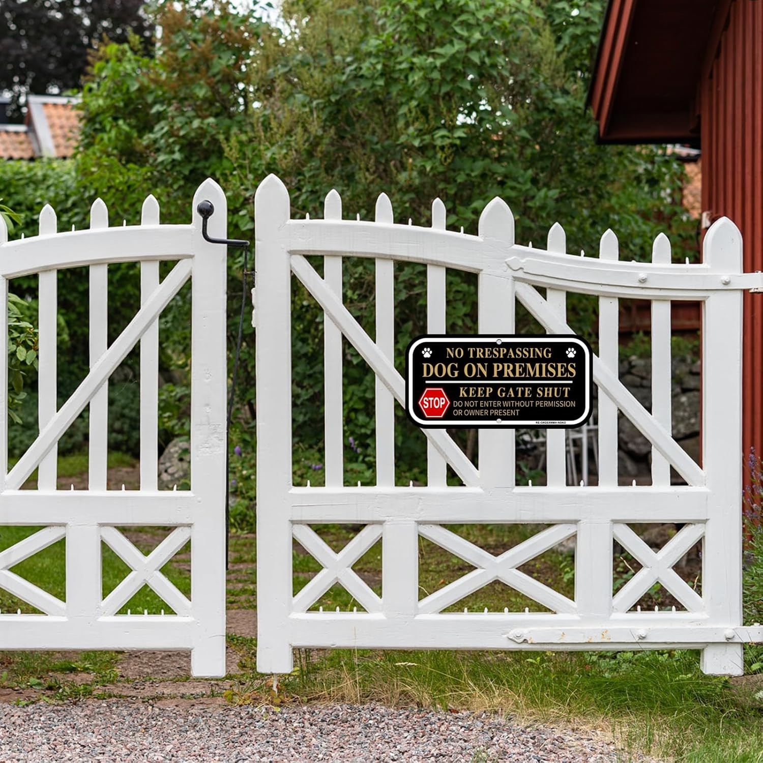 No Trespassing Dog on Premises Signs, 2 Pack Dog on Premises Keep Gate Shut