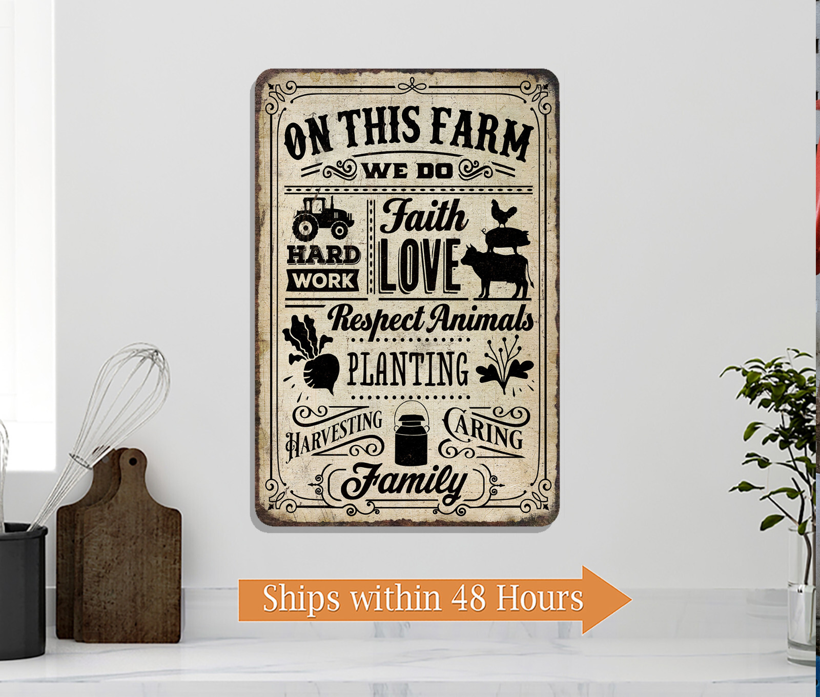 On This Farm Sign Life Faith Love Ranch Farmhouse Home Decor Gift 108120069001