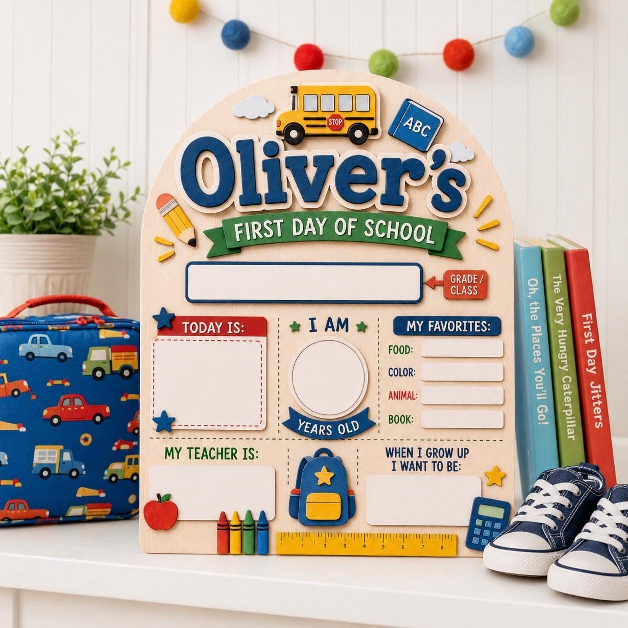 Custom 1st Day of School Sign Back To School Kids Photo Board