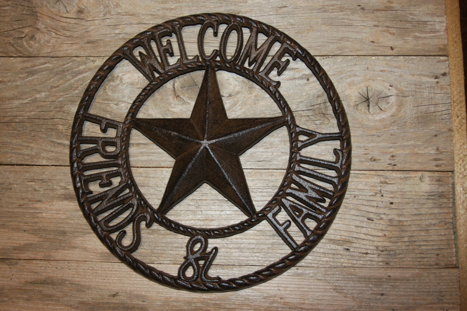 (1) Rustic Texas Welcome Plaque Heavy Cast Iron, 11 inch, H-109