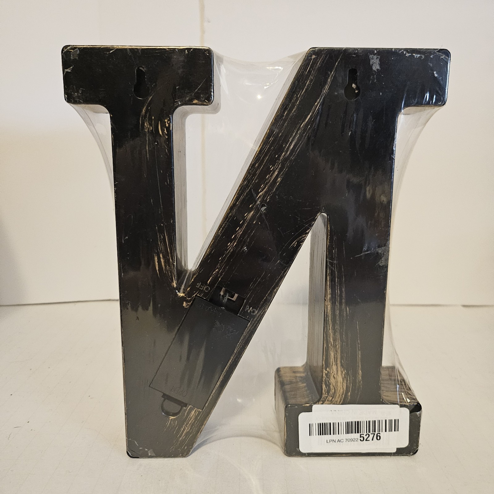 New 9 inch Battery-Powered Plastic “Antiqued Wood” Letter “N”