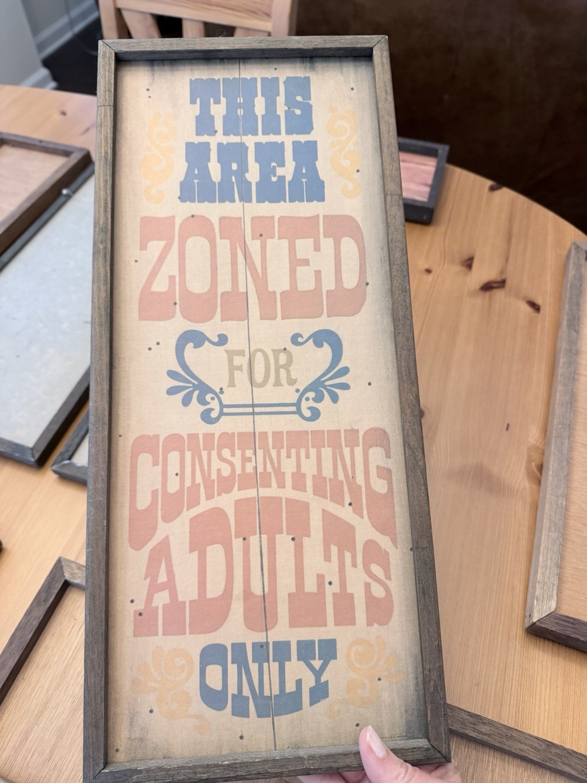 1970’s Americana Framed Rustic Wood Wall Sign Adult Humor Text, Rectangle