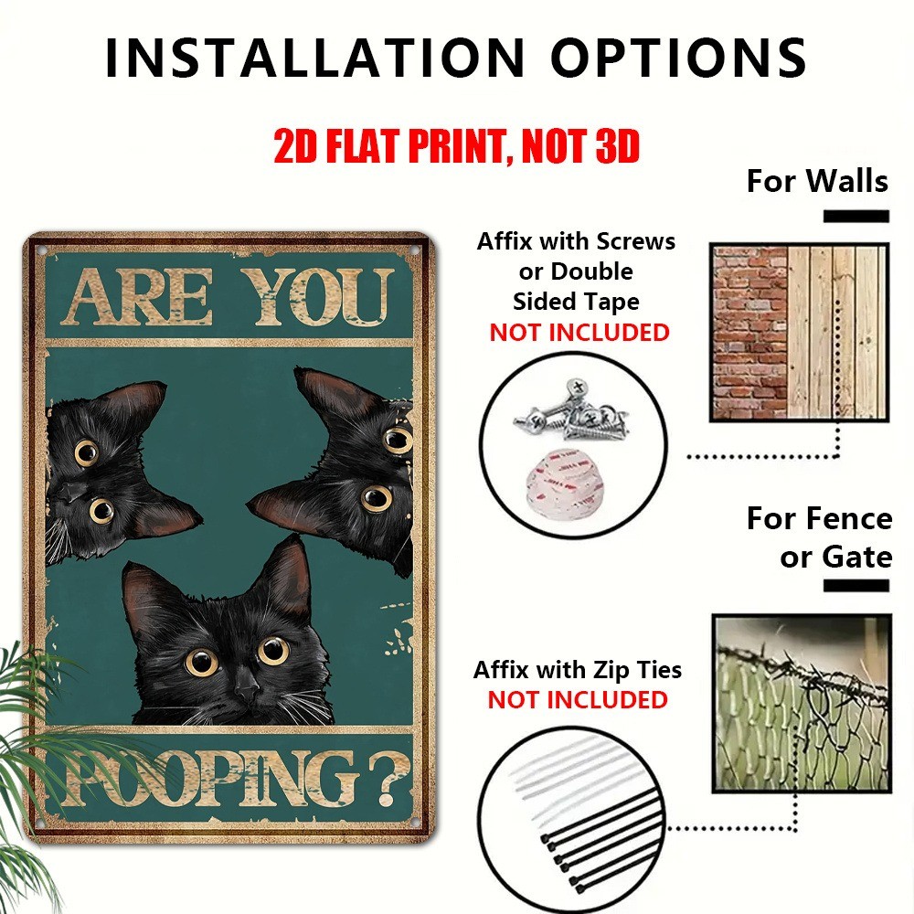 Funny Black Cat Are You Pooping Metal Sign Retro Wall Art Poster Bathroom Gothic
