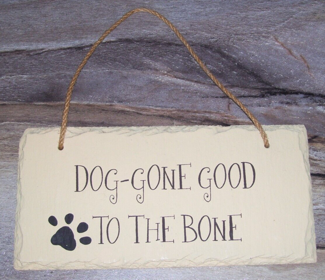 4.25in. x 9in. Slate Wall Hanging Sign “Dog-Gone Good to the Bone”