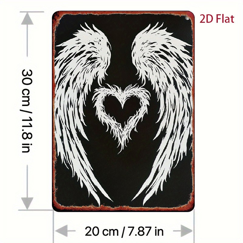 20.32*30.48 cm Metal Angel Wings Heart Sign