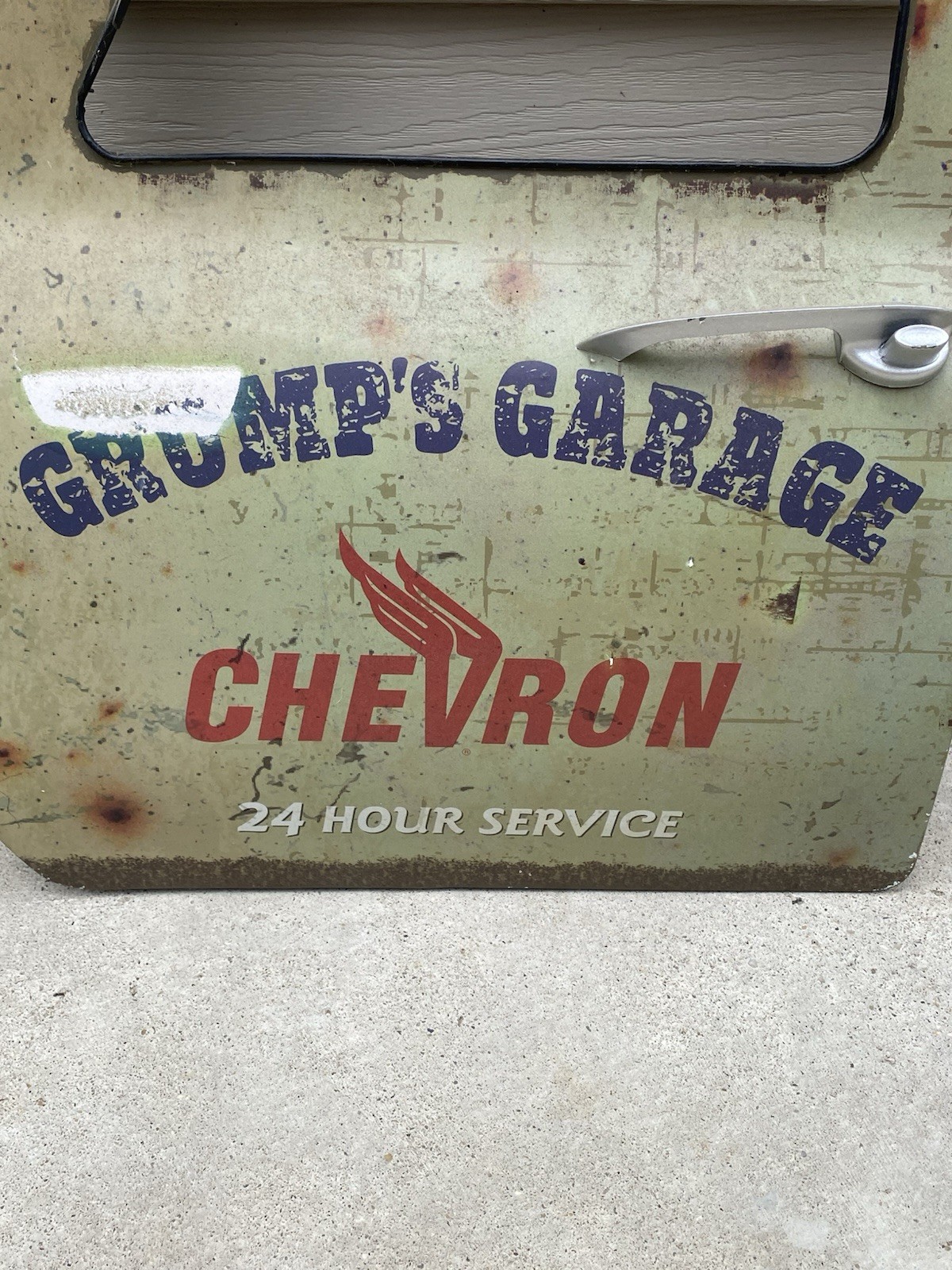 Grump’s Garage Chevron Car Door Wall Decor Metal Sign