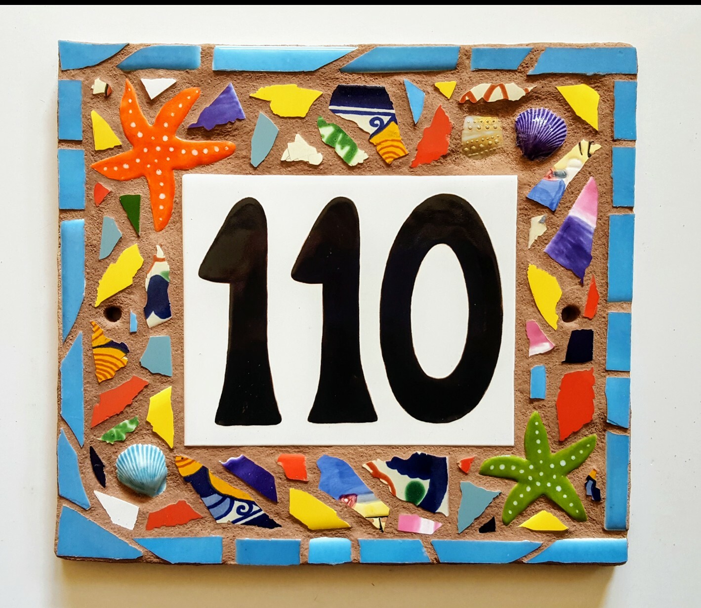 Custom TILE MOSAIC HOUSE NUMBER Address Sign NAME PLAQUE Mosaic Art HAND MADE