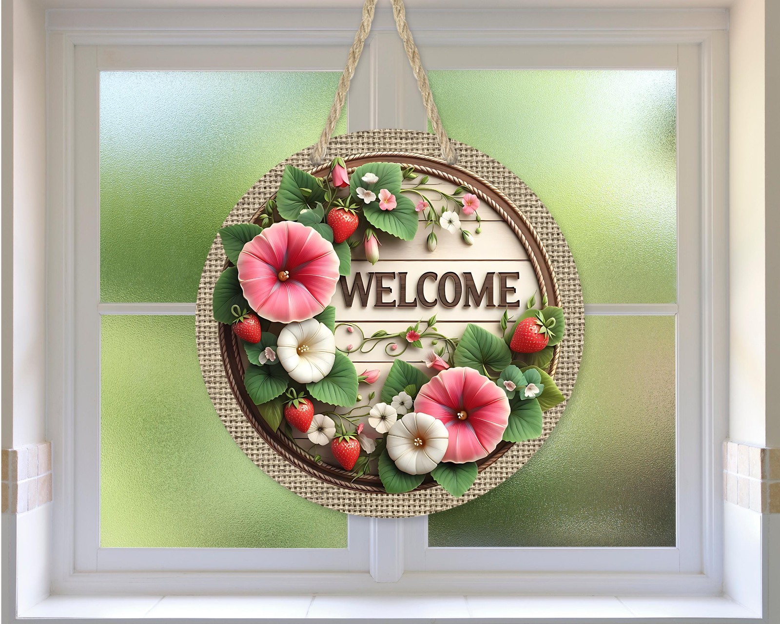 Aluminum Door Sign Petunias Floral Design UV Protected Outdoor Sign