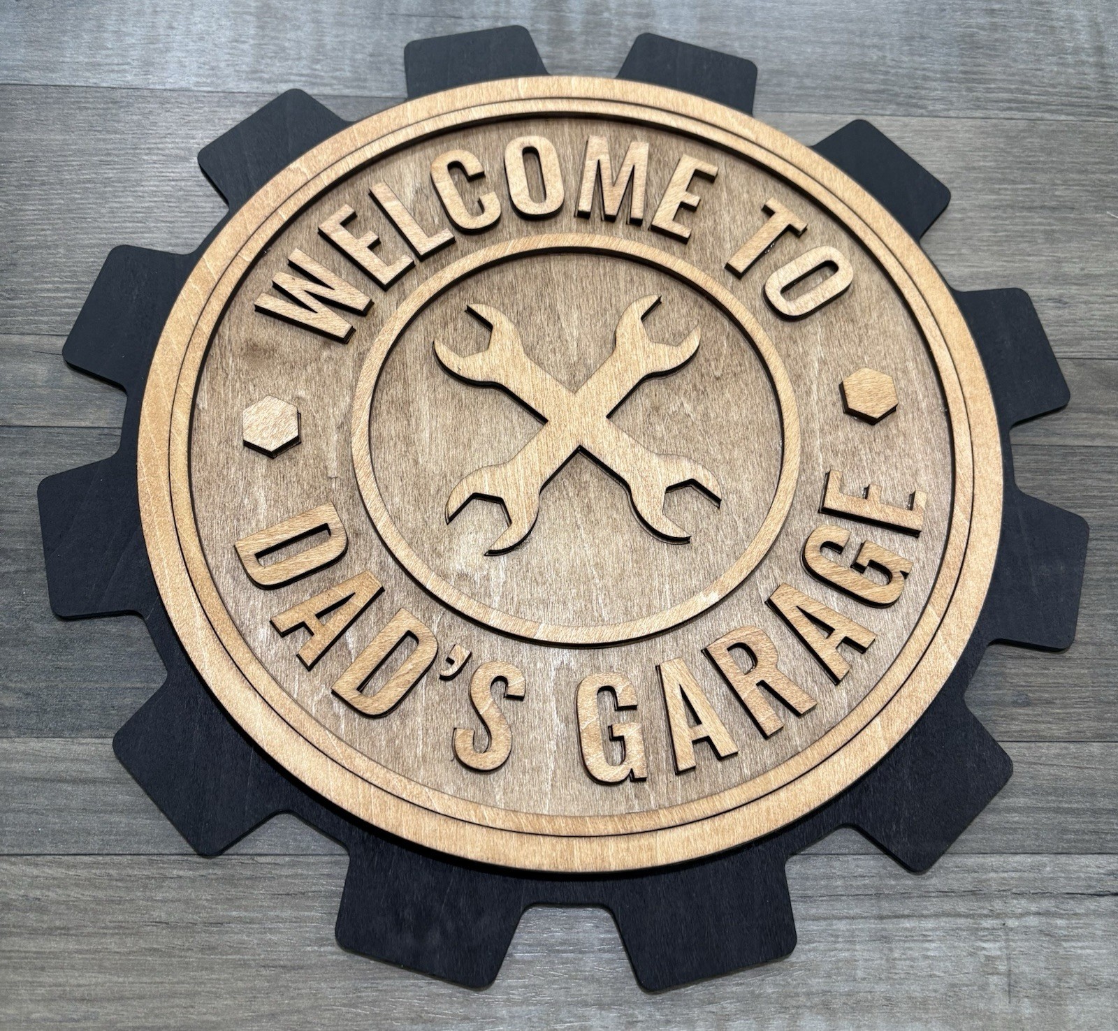 Wooden Welcome Dad Garage Sign