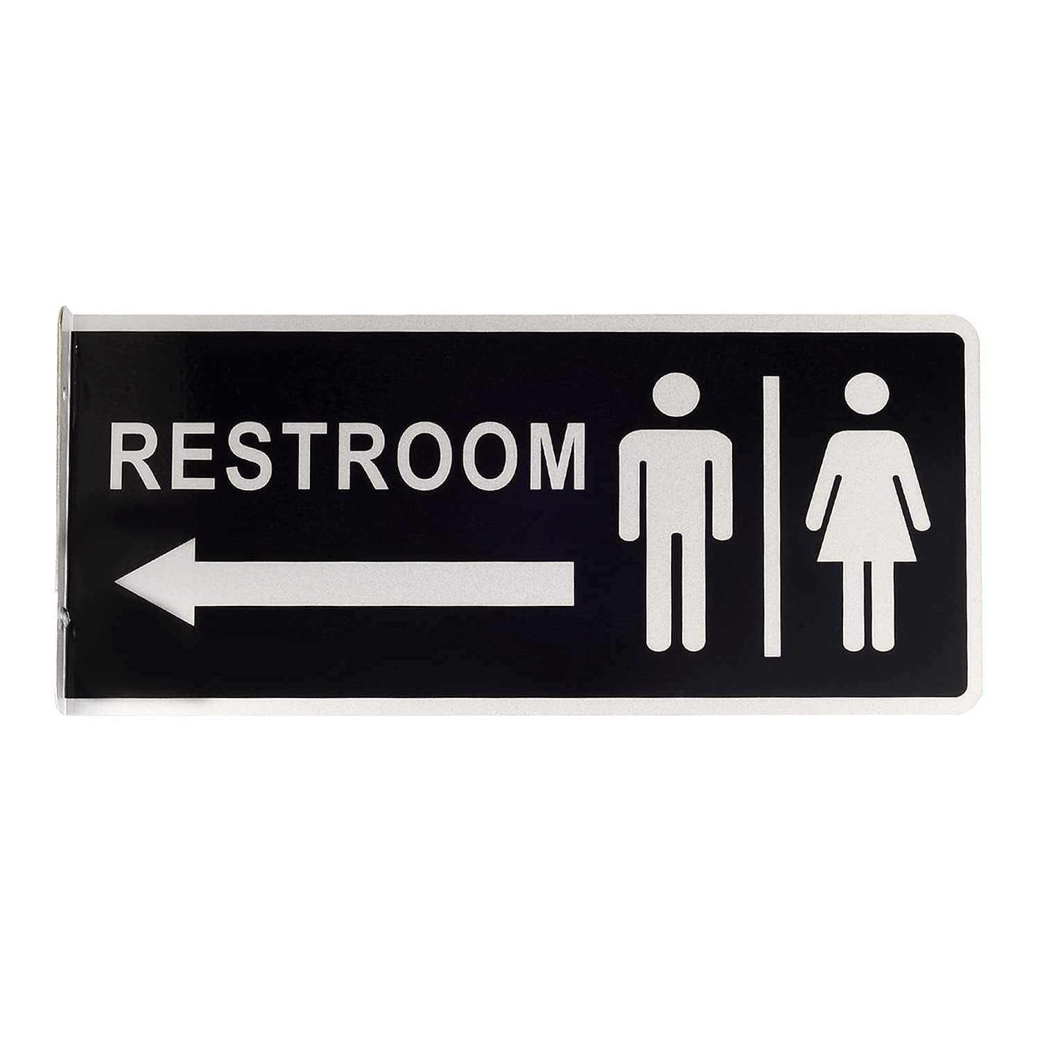 Double Sided Metal Restroom Sign, Aluminum Bathroom Sign for Home and Office, 12
