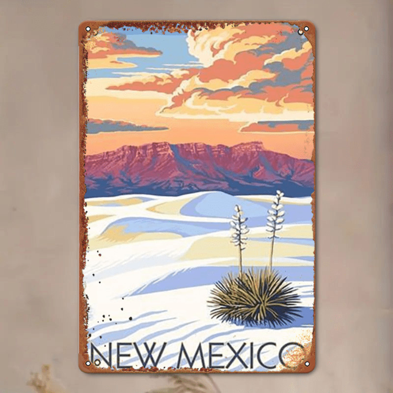 Vintage New Mexico Landscape Retro Metal Sign Southwest Travel Home Decoration