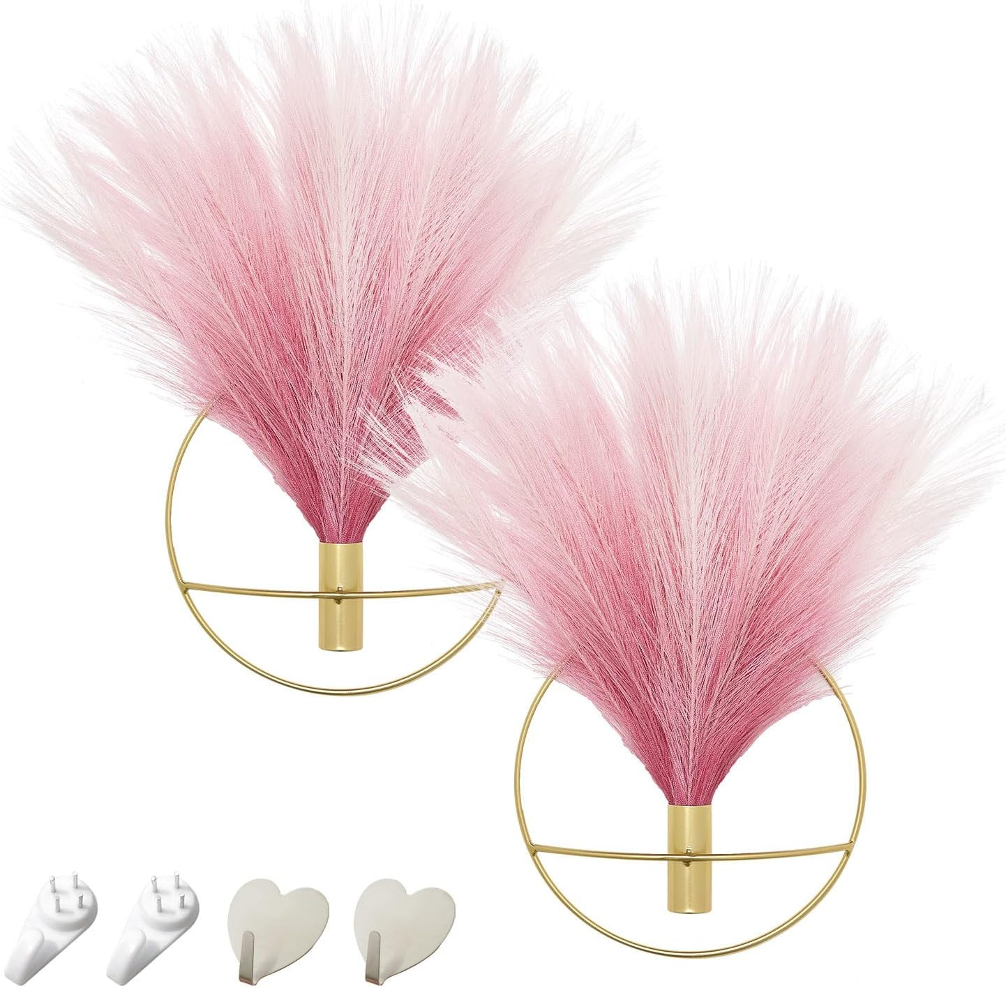 Boho Wall Decor, Wall-Mounted Metal Art, Hanging Artificial Pampas Display, Livi
