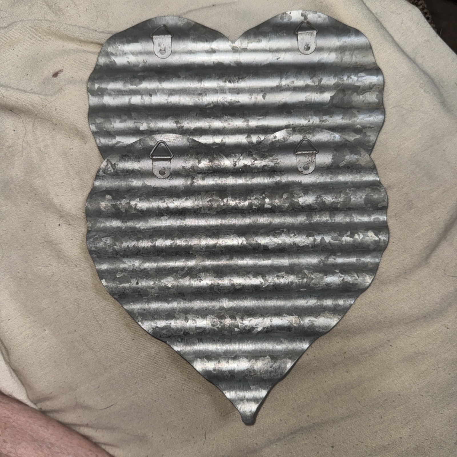 Galvanized Corrugated Metal Hearts 6” Wall Art Set Of (2)