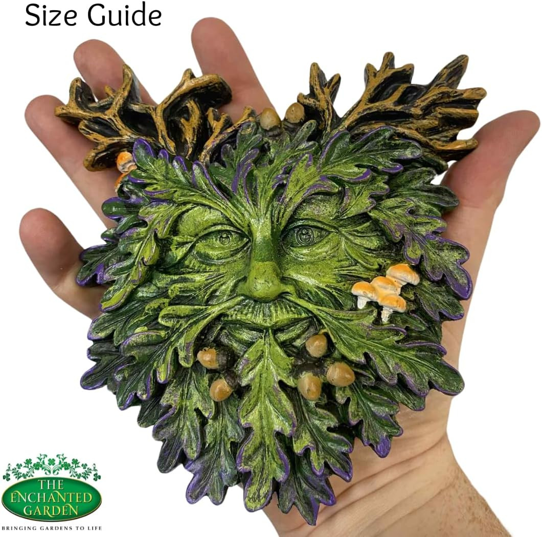 Green Man Wall Plaque – Celtic Tree Spirit Resin Sculpture for Home or Garden Dé