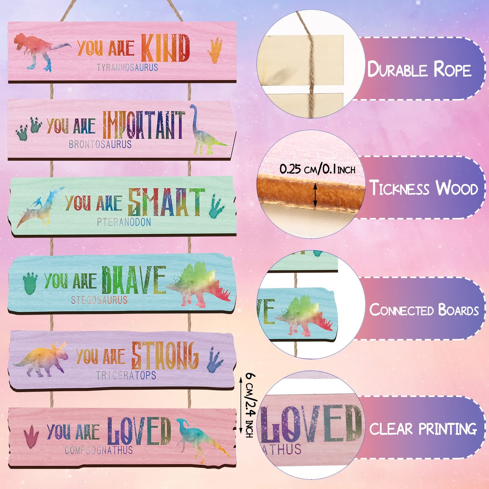 Yookeer Set of 6 28.5 x 6 x 0.25 cm / 11.2 x 2.4 x 0.1 inch, Multicolor
