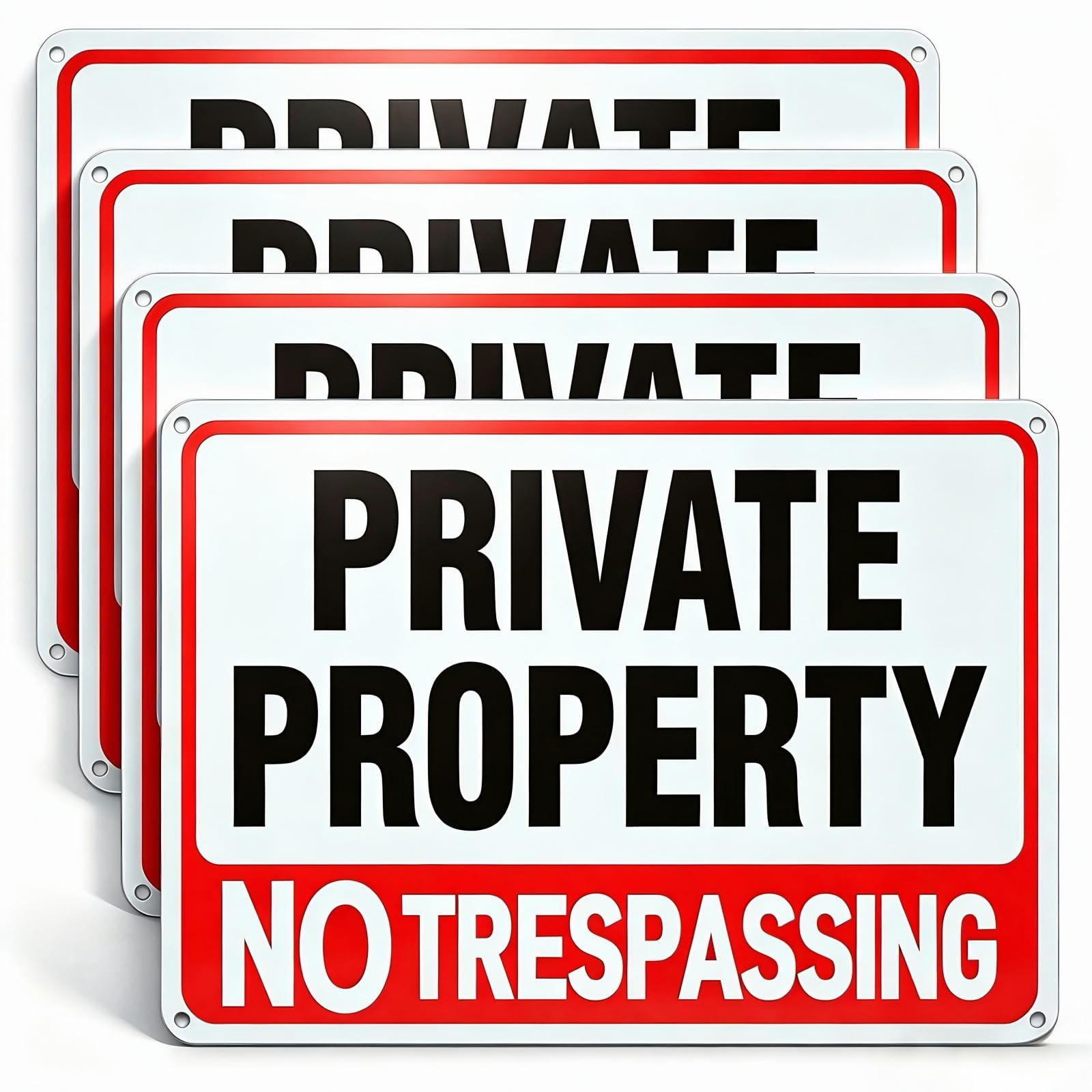 4 Pack large No Trespassing Signs Private Property, 12×8 In Aluminum Sign