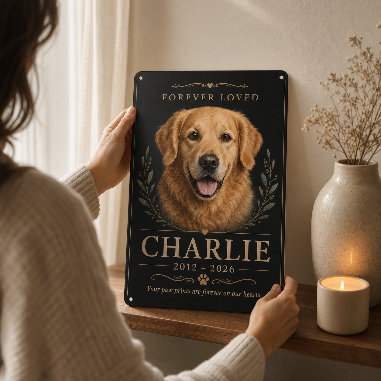 Personalized Pet Memorial Metal Sign Custom Dog Cat Photo Remembrance