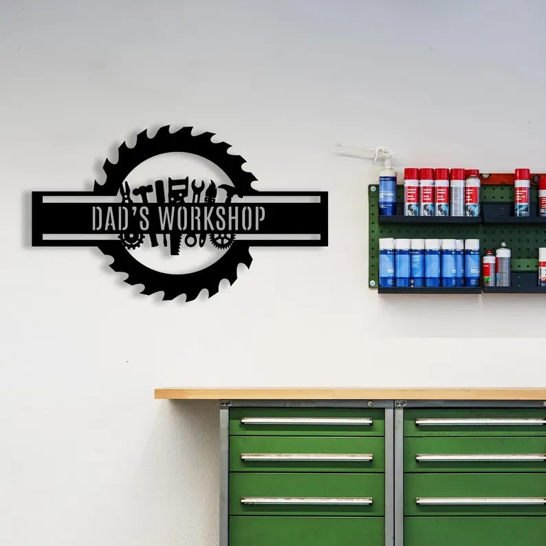 Personalized Workshop Metal Sign, Custom Garage Name Decor, Mechanic Wall Art