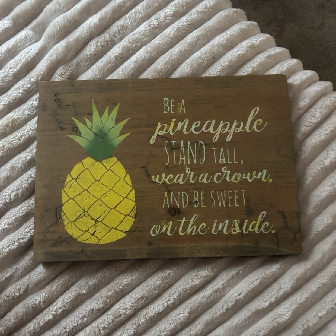 Wooden Inspirational Pineapple Decorative Wall Sign for Kitchen or Any Room