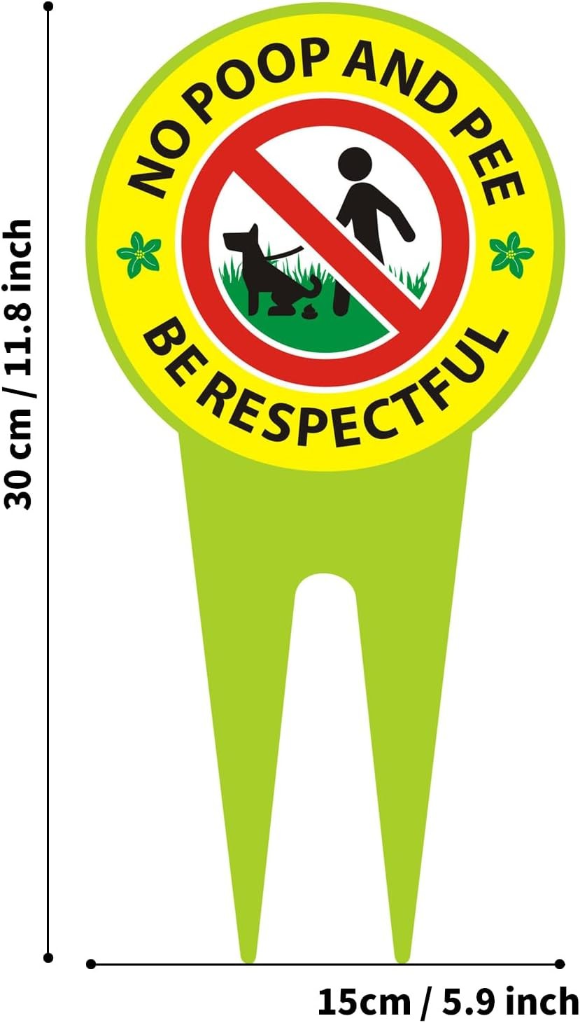 2 Pack No Dog Poop Sign Double Sided Be Respectful Lawn Yard Warning Outdoor