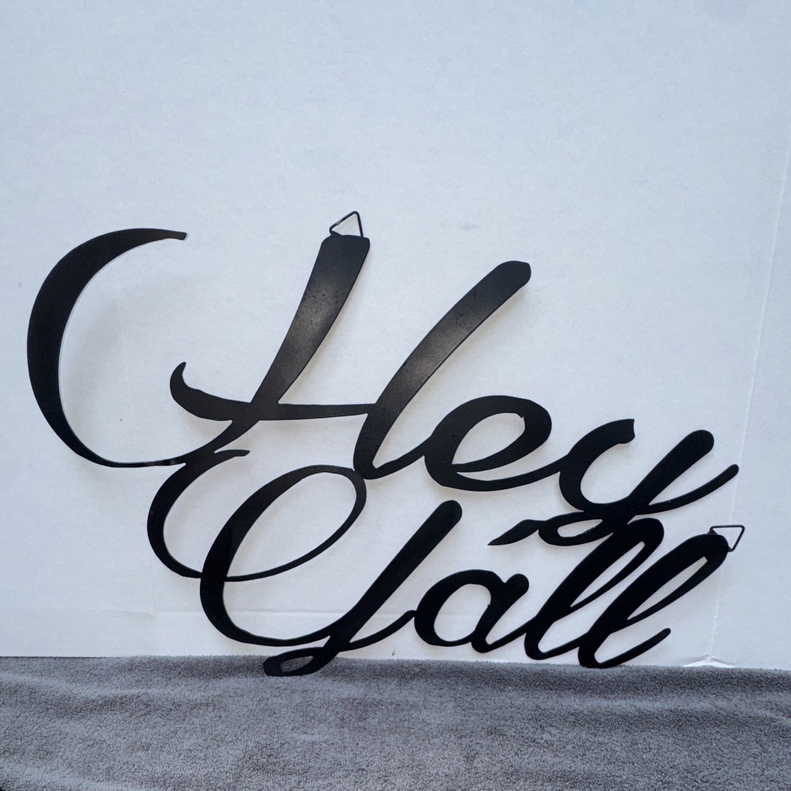 Black Matte Metal “Hey Y’all” Letter Wall Sign Large Hanging Ready to Hang Decor