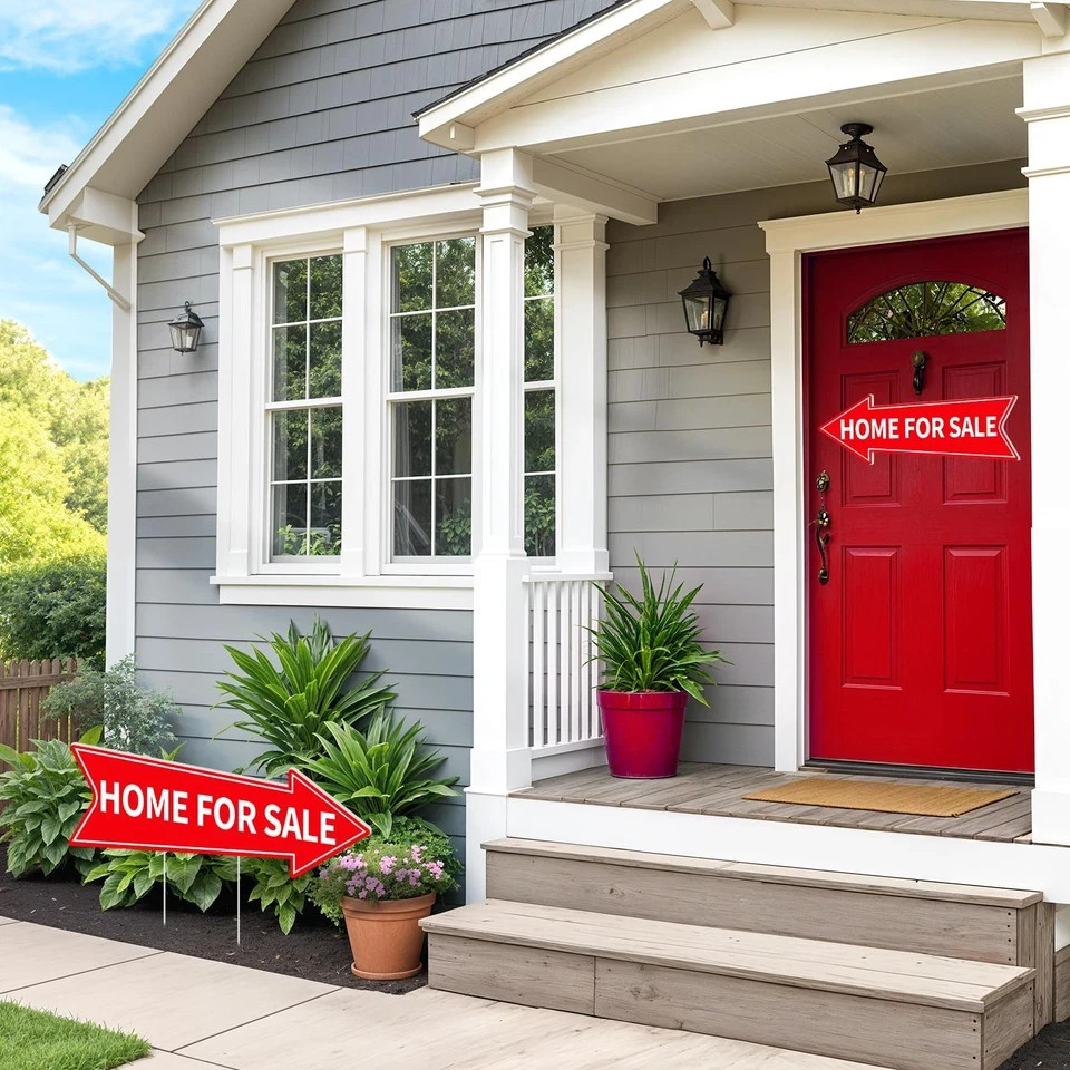 6PCS Home for Sale Signs With Stakes – Red Directional Arrow Double Sided 16 …