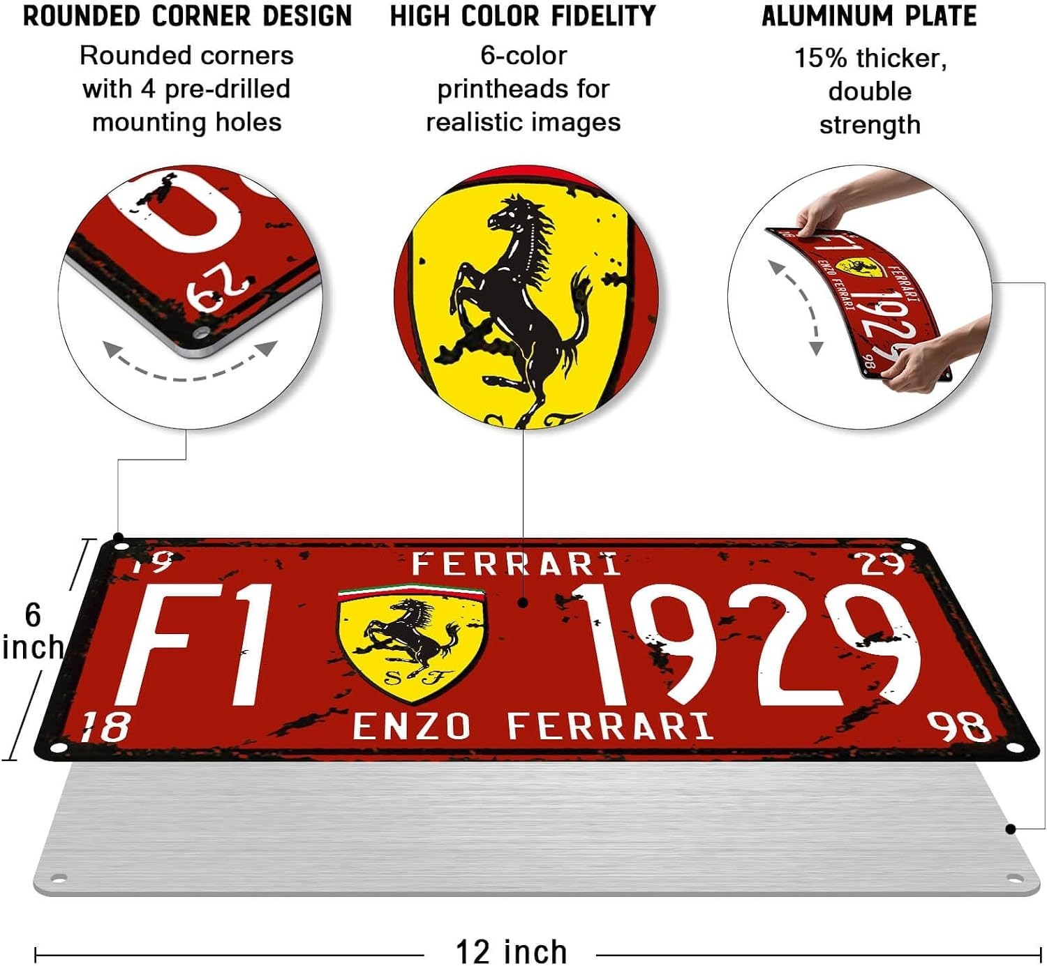 Nostalgic Ferrari 1929 Metal Tin Sign 6×12 – Vintage Decor for Home & Office