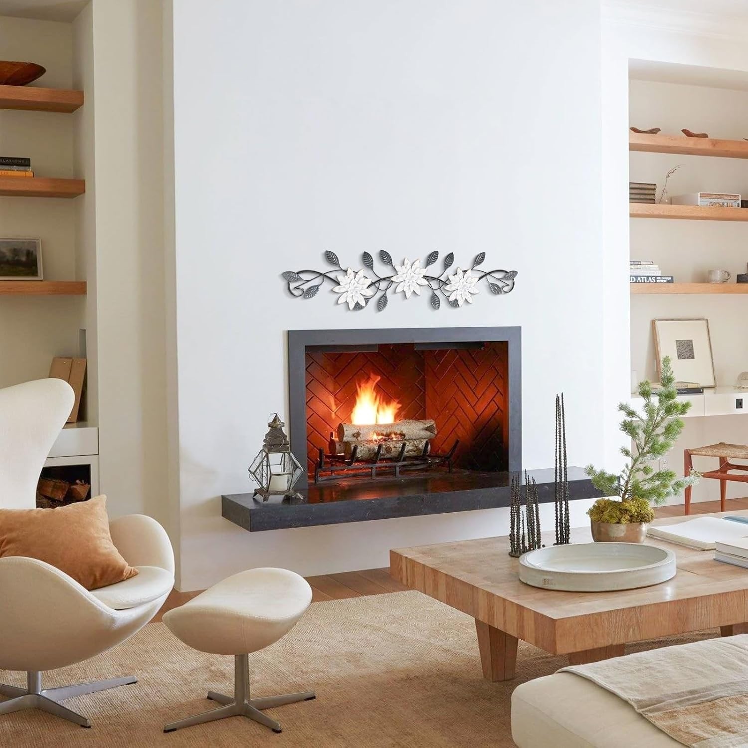 Metal Wall Art Modern Minimalist Metal Flowers Indoor Decor Horizontal Wall A…