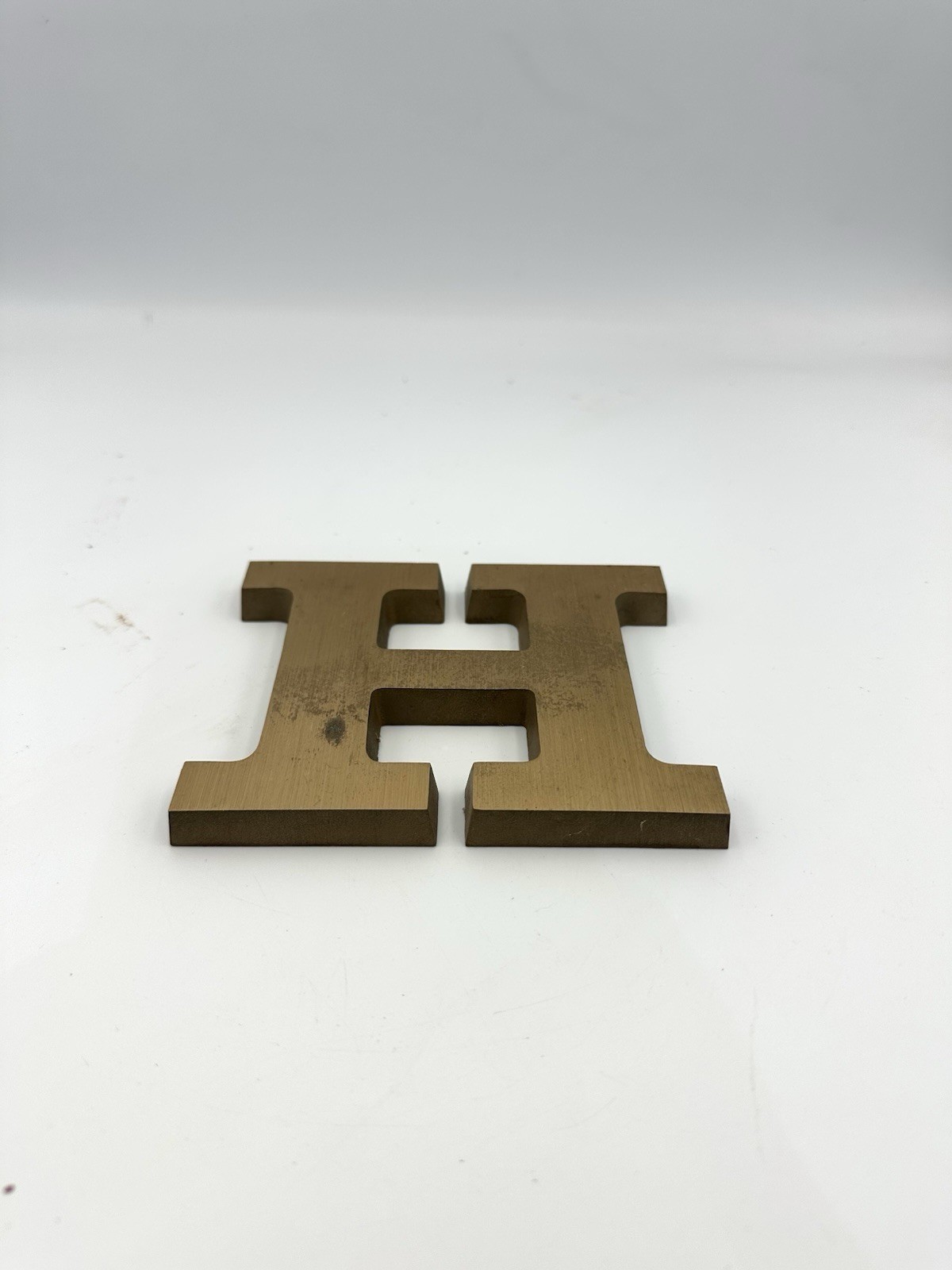 4″ Solid Brass H Alphabet Letter x .5” in Thick, Heavy, 1/4-20 Mounting Threads