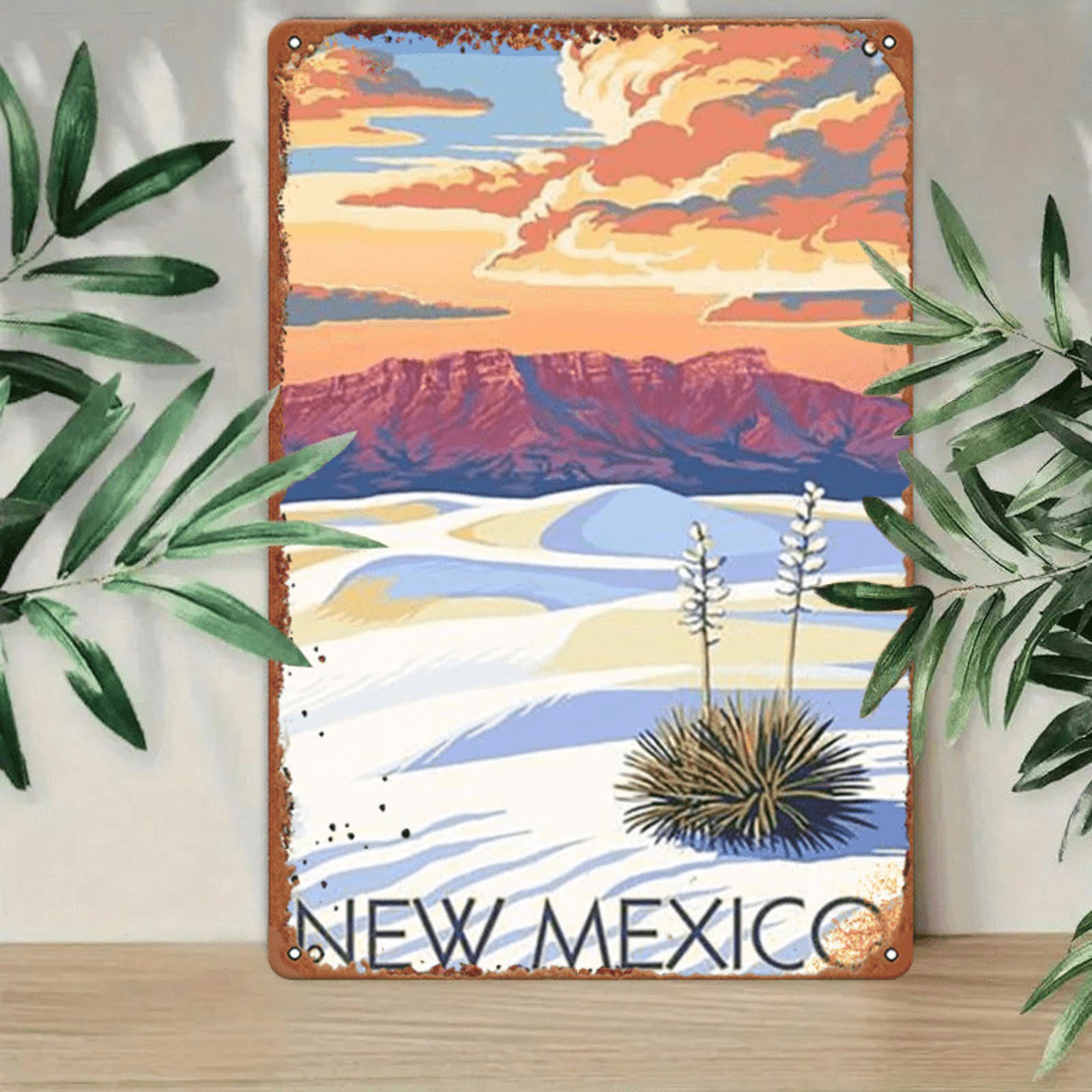 Vintage New Mexico Landscape Retro Metal Sign Southwest Travel Home Decoration