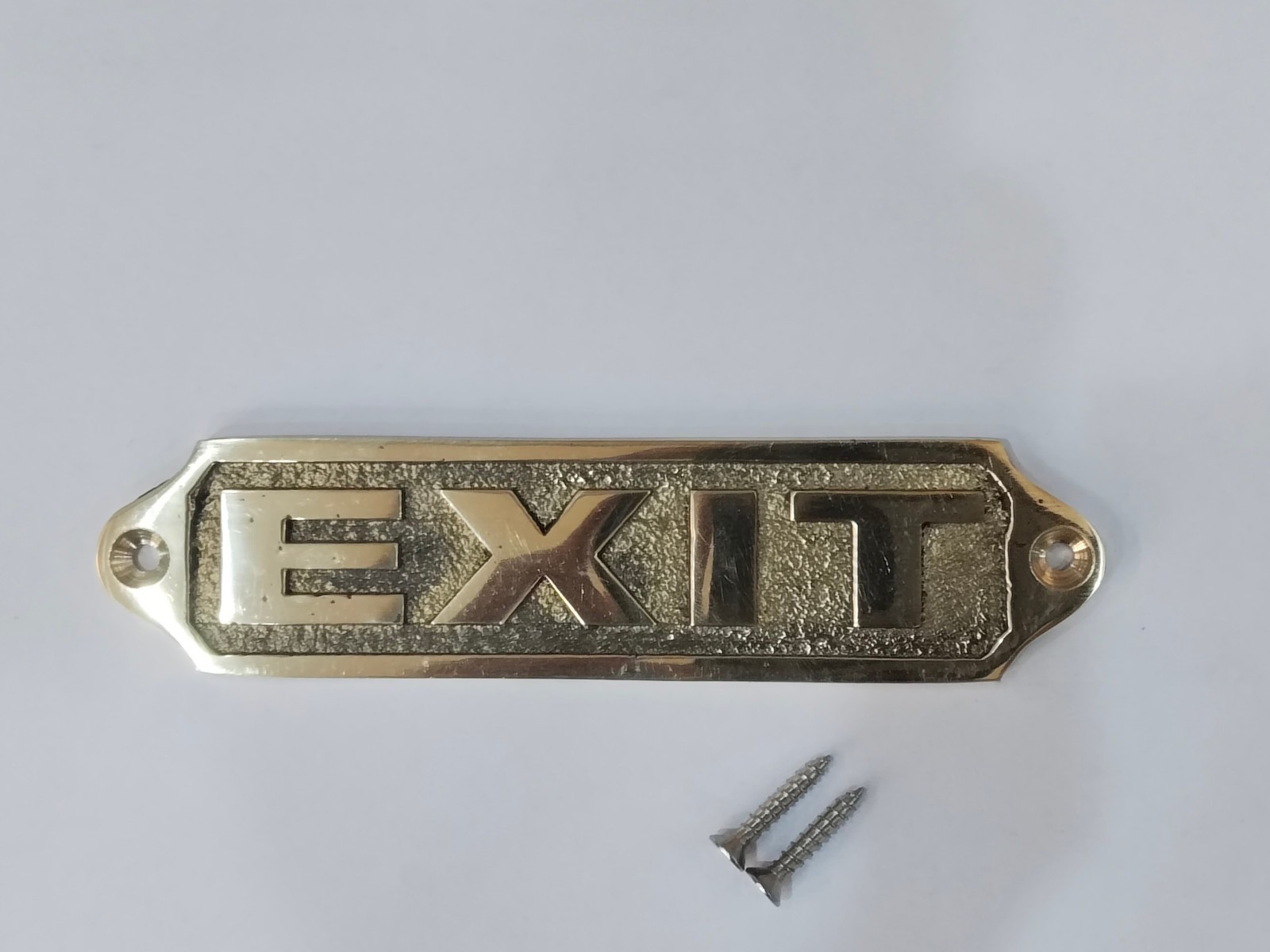 Personalized Solid Brass EXIT Sign Plaque – Door Wall Plate | 13cm – Screw Mount