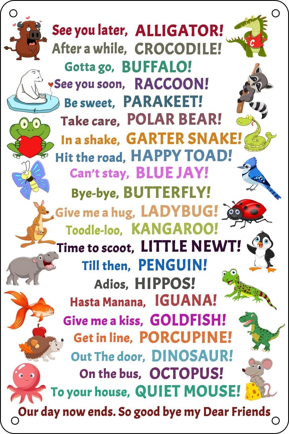 See You Later Alligator Poster Tin Metal Signs Funny Animal Teaching Educational