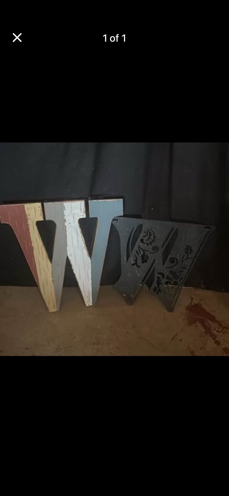 Wood Letter W Decorative 3D Effect Freestanding Vertical Multicolor Decor